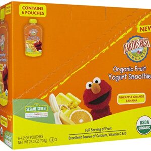 Earth's Best Sesame Street Fruit Yogurt Smoothies - Pineapple Banana Orange - 4.2 oz - 6 pk