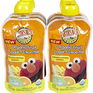 Earth's Best Sesame Street Fruit Yogurt Smoothies - Pineapple Banana Orange - 4.2 oz - 6 pk