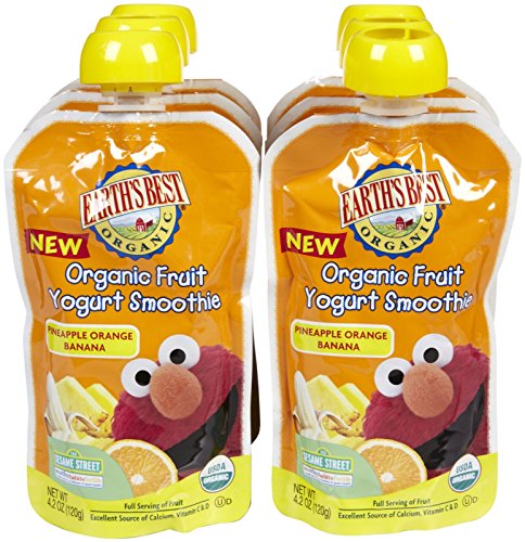 Earth's Best Sesame Street Fruit Yogurt Smoothies - Pineapple Banana Orange - 4.2 oz - 6 pk