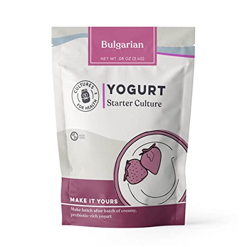 Cultures for Health Bulgarian Yogurt Starter Culture | 2 Packets Dehydrated Heirloom Culture | Make Delicious, Creamy Smoothies, Salad Dressing, Musaka, & More | Gluten Free, Non-GMO Probiotic Yogurt