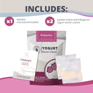 Cultures for Health Bulgarian Yogurt Starter Culture | 2 Packets Dehydrated Heirloom Culture | Make Delicious, Creamy Smoothies, Salad Dressing, Musaka, & More | Gluten Free, Non-GMO Probiotic Yogurt