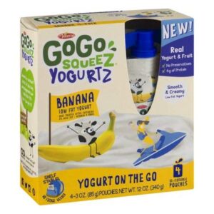 pack of 12 - cogo squeez yogurtz banana low fat yogurt, 4- 3 oz pouches