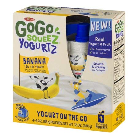 PACK OF 12 - COGO Squeez Yogurtz Banana Low Fat Yogurt, 4- 3 oz pouches