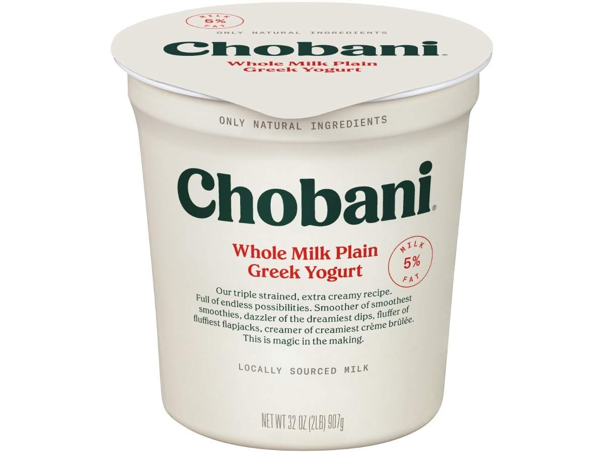 Chobani Greek Yogurt 4 Percent Whole Fat Plain, 32 Ounce - 6 per case._AB