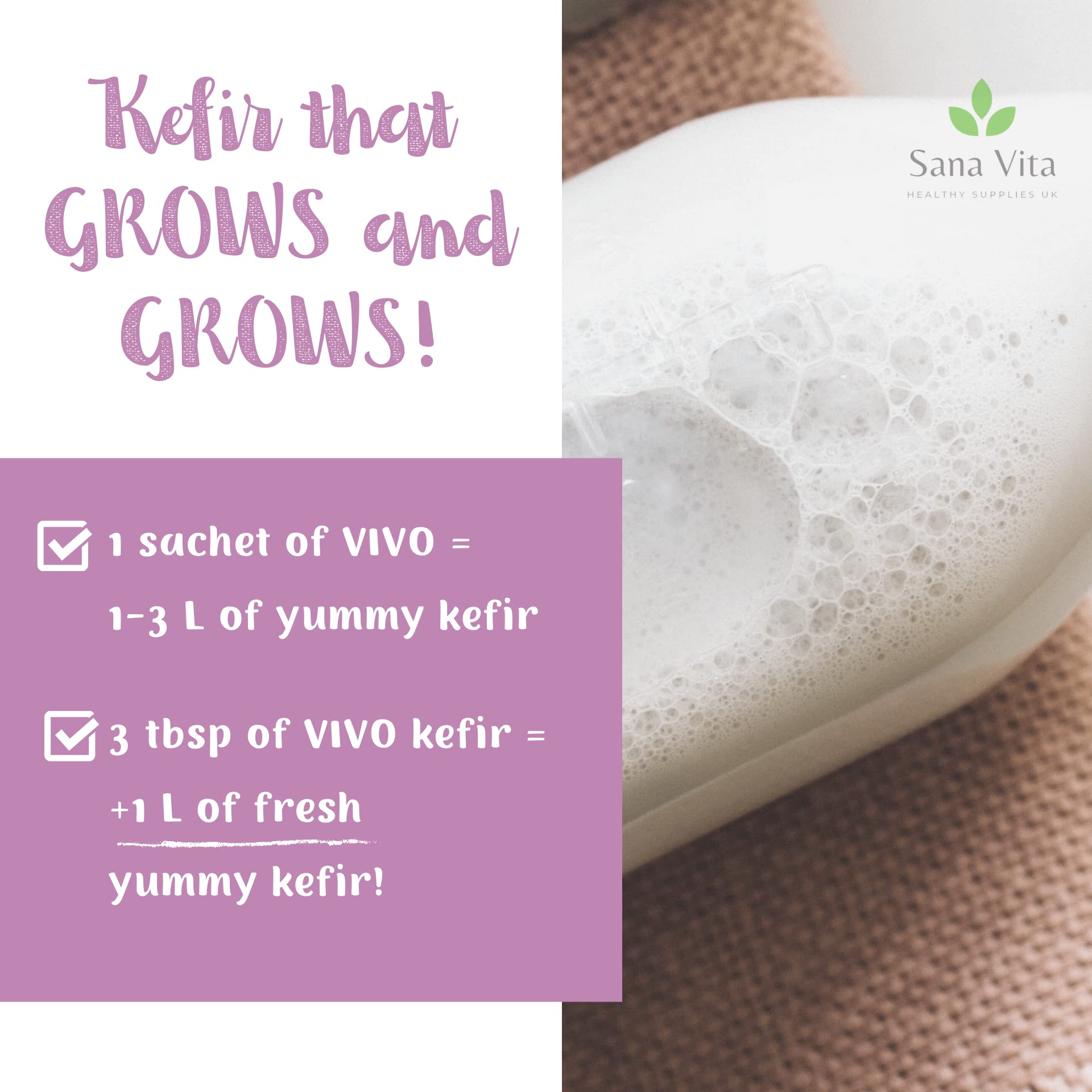 VIVO Kefir Starter (5 boxes) Makes up to 30 quarts of kefir