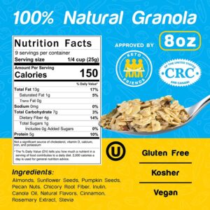 Keto Granola Low Carb - Original Flavor - Keto Cereal Low Carb Cereal - Zero Added Sugar, 3G Net Carbs - Healthy Breakfast Low Carb Keto Nut Granola for Yogurt or Topping - Gluten Free, Vegan & Kosher (Original, 3 Pack)