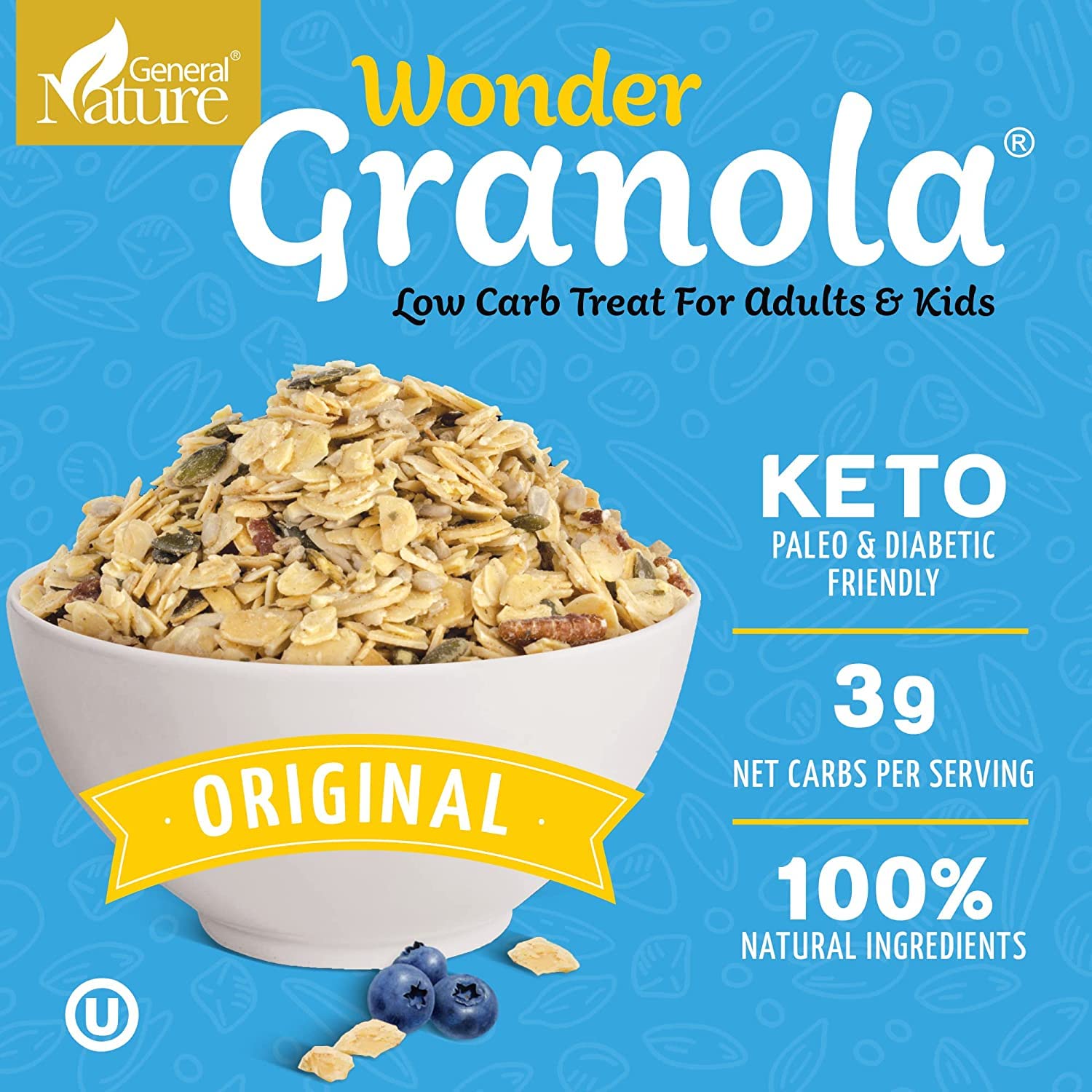 Keto Granola Low Carb - Original Flavor - Keto Cereal Low Carb Cereal - Zero Added Sugar, 3G Net Carbs - Healthy Breakfast Low Carb Keto Nut Granola for Yogurt or Topping - Gluten Free, Vegan & Kosher (Original, 3 Pack)