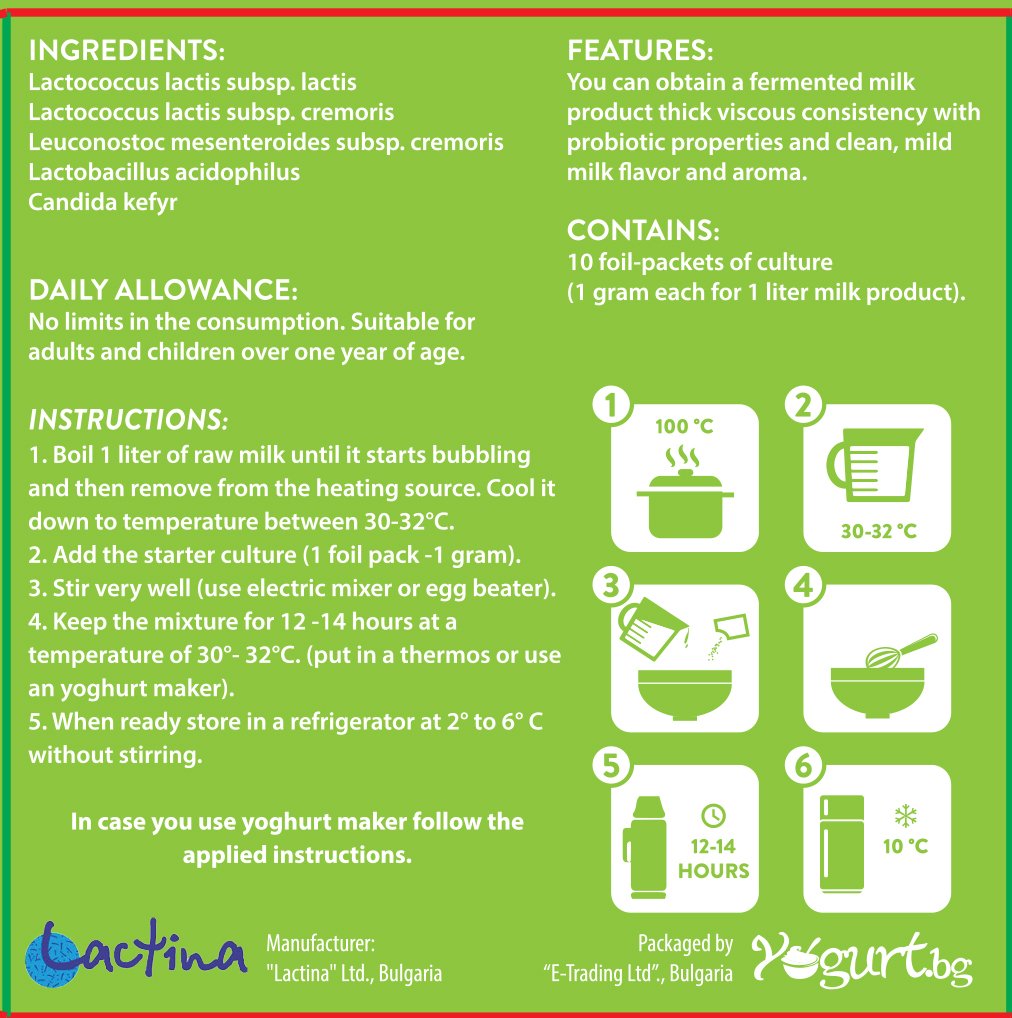 Acidophilus Yogurt Starter Culture-for Home Made 10 litres Acidophilus Probiotic Dairy Product