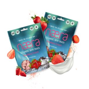 Næra Icelandic- Strawberry Skyr Crunch Popped Snack with Skyr (Authentic Icelandic Yogurt) and Fruit, Gluten Free, Crunchy Snacks for Adults and Kids- GMO Free and Preservative Free (2 Pack, 1.76 Oz)