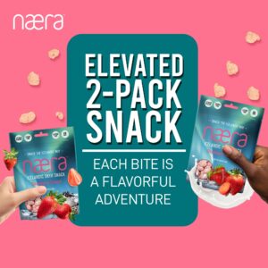 Næra Icelandic- Strawberry Skyr Crunch Popped Snack with Skyr (Authentic Icelandic Yogurt) and Fruit, Gluten Free, Crunchy Snacks for Adults and Kids- GMO Free and Preservative Free (2 Pack, 1.76 Oz)