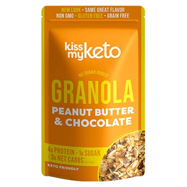 Kiss My Keto Granola Cereal – Peanut Butter Chocolate Keto Granola Low Carb Cereal (2g-Net) Low Sugar Granola (1g) – Grain Free Granola Keto Cereal, Gluten Free Granola – Keto Nut Granola for Yogurt 2pk