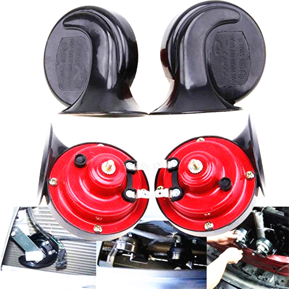 12V 110db Loud Snail Air Horn Dual Tone Universal for Cars,Trucks,4x4's & Vans