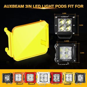 Auxbeam 3 Inch Amber Off-Road Light Cover, Waterproof Polycarbonate Protective Lens for LED Cube Lights Driving Fog Light