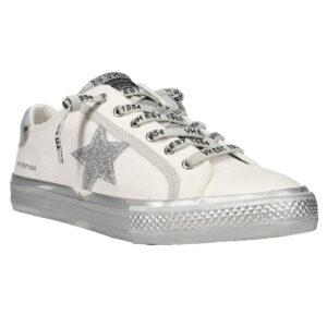 VINTAGE HAVANA Womens Alive 7 Metallic Glitter Lace Up Sneakers Shoes Casual - White - Size 8.5 B