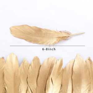 HaiMay 80 Pieces Gold Feathers for Craft Wedding Home Party Decorations, 6-8 Inches Goose Feathers Gold Craft Feathers