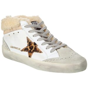 Golden Goose Midstar Leather & Shearling Sneaker, 38, White