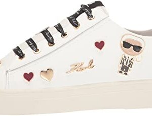 Karl Lagerfeld Paris Cate Shoes – Sneakers for Women with Iconic KLP Pins, Bright White, 11