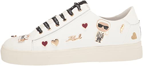 Karl Lagerfeld Paris Cate Shoes – Sneakers for Women with Iconic KLP Pins, Bright White, 11