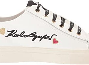 Karl Lagerfeld Paris Cate Shoes – Sneakers for Women with Iconic KLP Pins, Bright White, 11