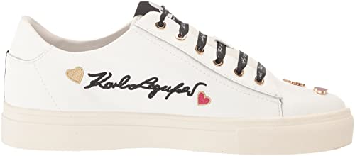 Karl Lagerfeld Paris Cate Shoes – Sneakers for Women with Iconic KLP Pins, Bright White, 11