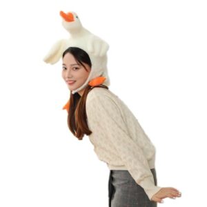 Bestmaple Unisex Adult Kids Lovely Big White Goose Plush Hat Funny Headgear Cosplay Party Photo Hat