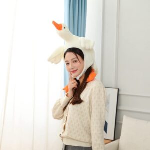 Bestmaple Unisex Adult Kids Lovely Big White Goose Plush Hat Funny Headgear Cosplay Party Photo Hat