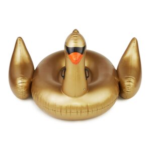 SWIMLINE ORIGINAL 90701 Inflatable Golden Goose Pool Float Floatie Ride-On Lounge W/ Stable Legs Wings Large Rideable Blow Up Summer Beach Swimming Party Lounge Big Raft Tube Decoration Toy Kids Adult