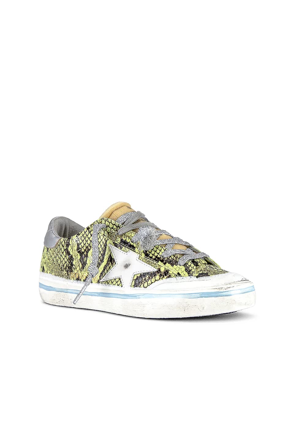 Golden Goose Women's Superstar Penstar Sneaker (Lime Black/White/Silver, numeric_6)