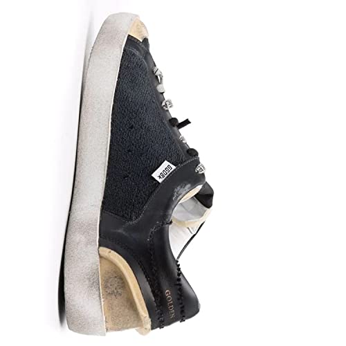 Golden Goose Super-Star Sponge and Leather Upper Unstitched Star Mens Sneaker GMF00213-F002141-90100-42 Black