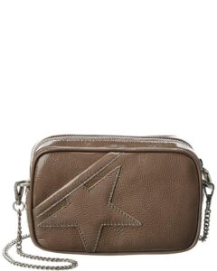 golden goose star mini leather crossbody, beige