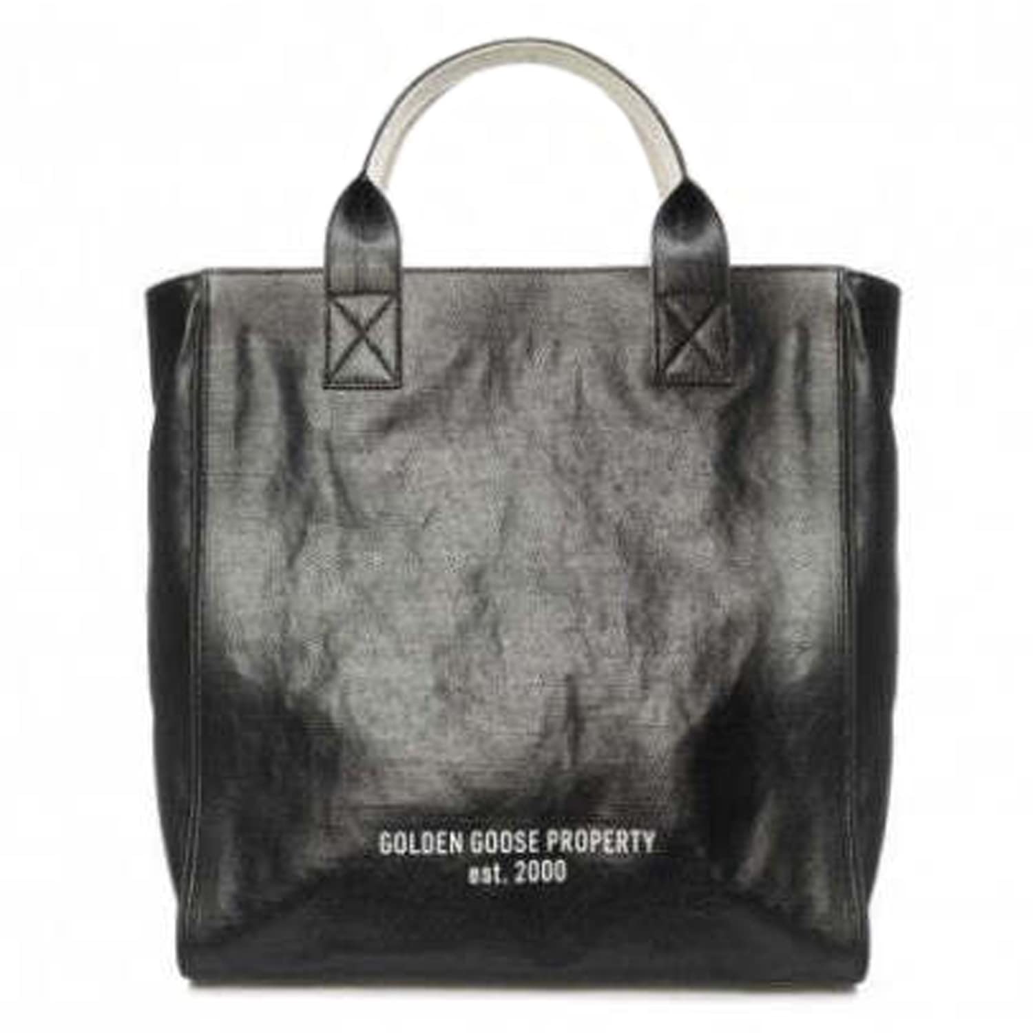 Golden Goose California Bag N-S Property Waxed Canvas Body Zipped Tote Bag - Black