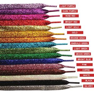 MarJunSep Shimmery glitter 42" Solid Colors Flat Shoelaces Shoe Laces strings for Teams Cheer Dance Sneakers