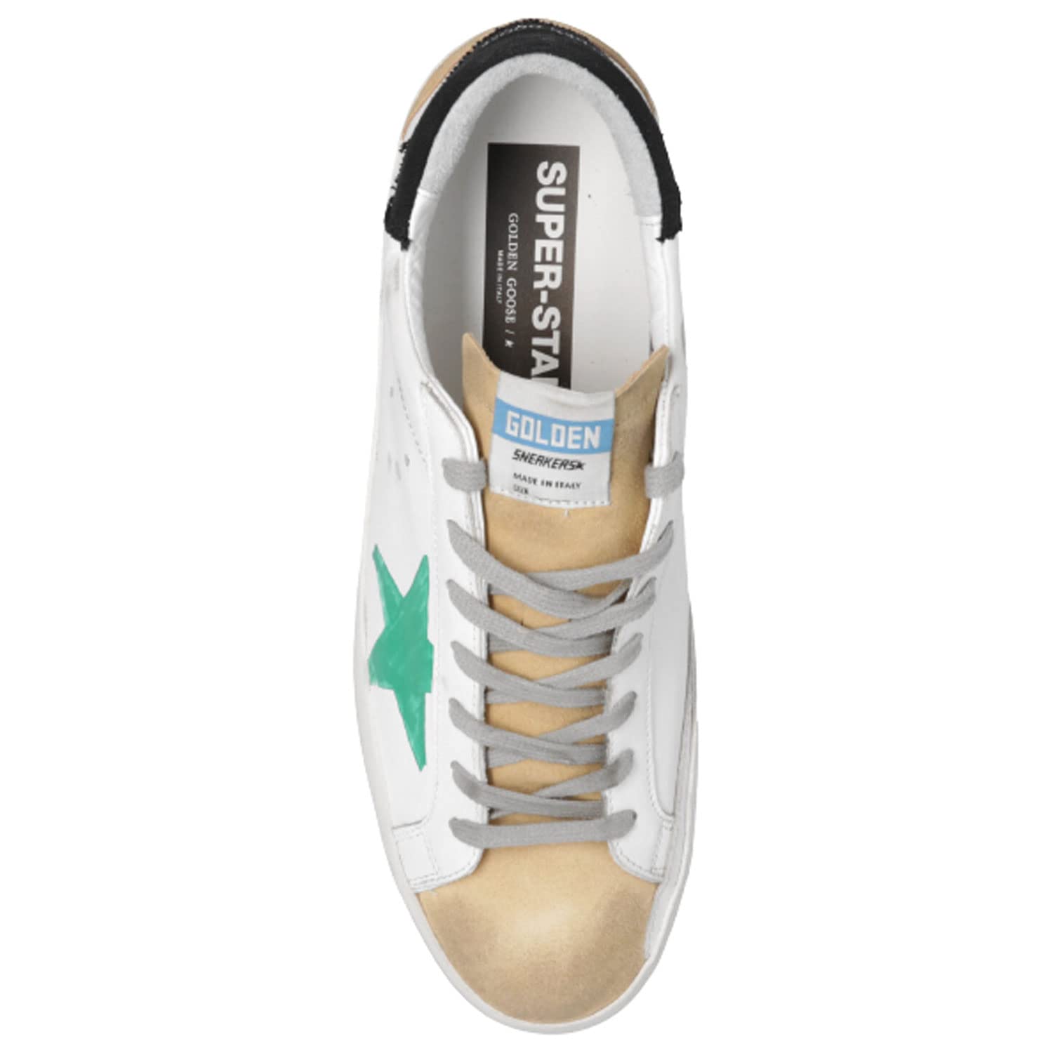 Golden Goose Super-Star Leather Upper Serigraph Star Suede Spur Canvas Heel Serigraph Mens Sneakers-42 White