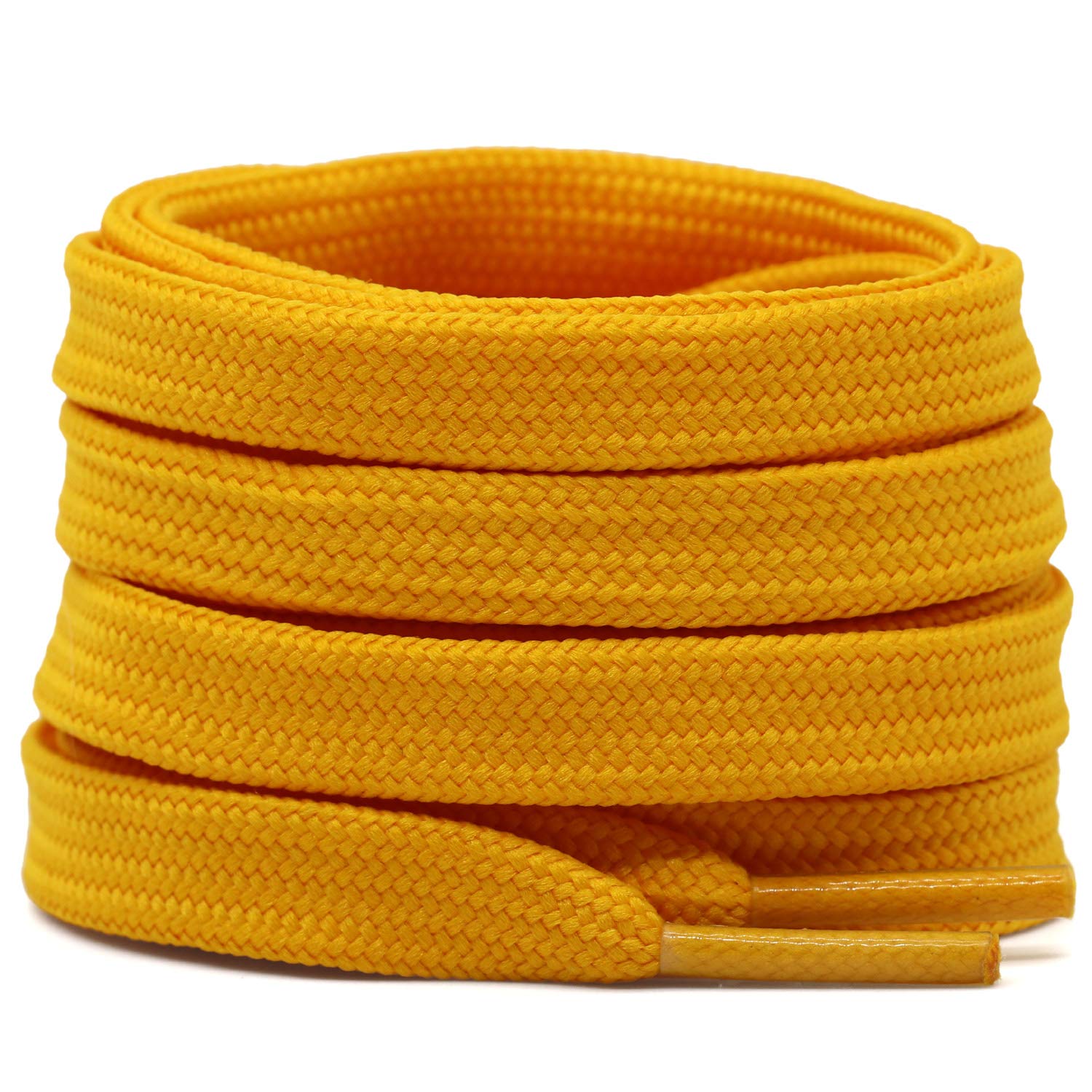 DELELE Solid Flat Shoelaces Hollow Thick Athletic Shoe Laces Strings Golden 2 Pair 55 inch