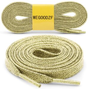 WEGOODZF Flat Glitter Shoe Laces: Metallic Light Gold Sparkle Shoelaces for Sneakers 43 inch -2Pair