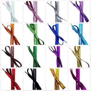 16 Pairs Multicolor Metallic Glitter Flat Shoelaces for Sneakers,43" Shoe Laces Strings