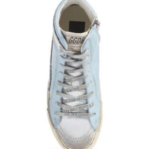 Golden Goose Women's Light Blue Leather Slide High Top Sneakers (us_footwear_size_system, adult, women, numeric, medium, numeric_8)