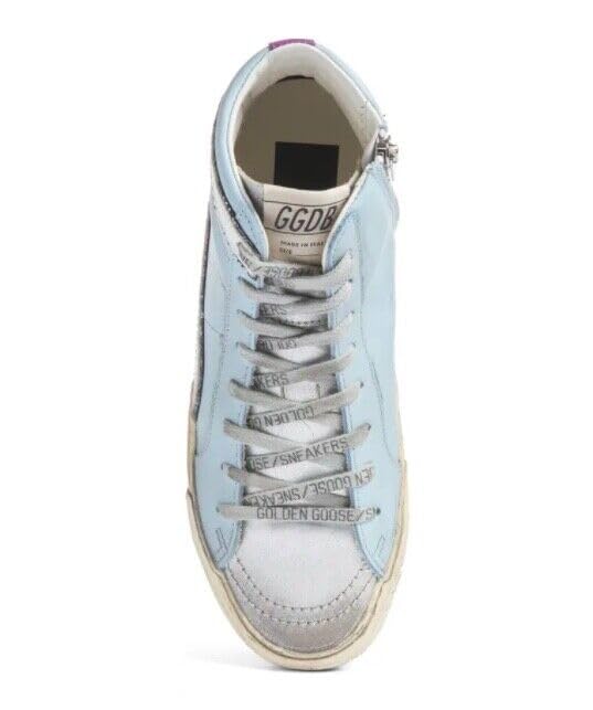 Golden Goose Women's Light Blue Leather Slide High Top Sneakers (us_footwear_size_system, adult, women, numeric, medium, numeric_8)