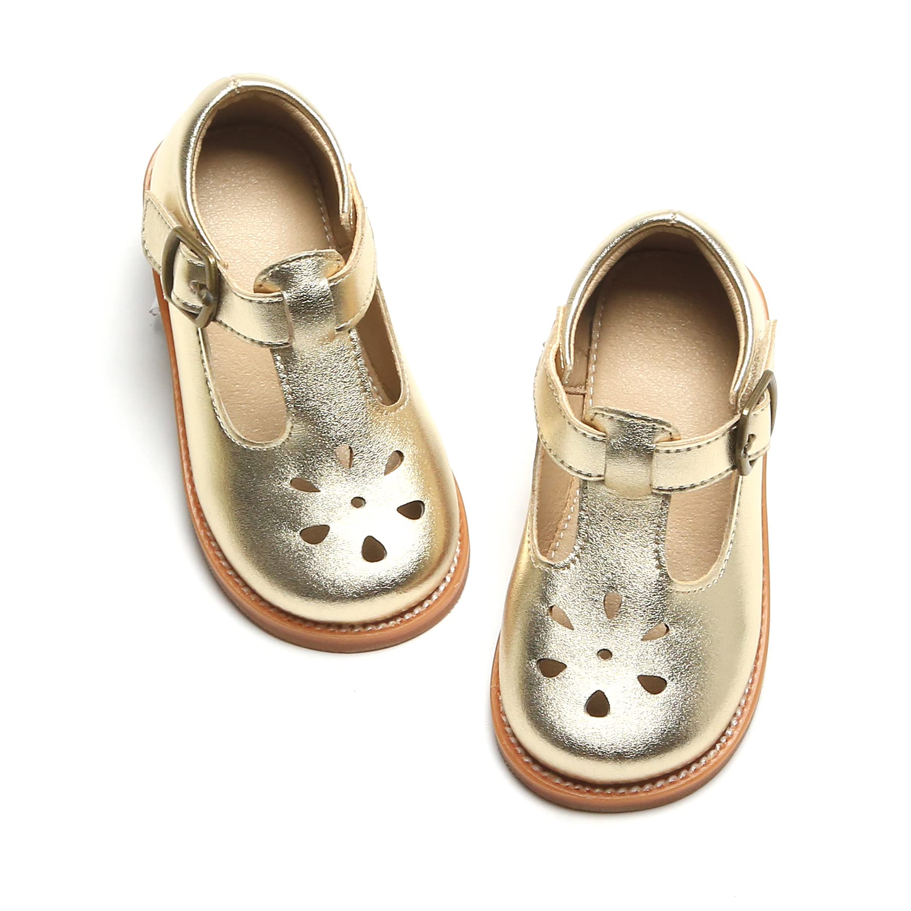 Felix & Flora Toddler Little Gold Girl Mary Jane Dress Shoes Size 9 - Ballet Flats Girl Party School Wedding