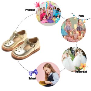 Felix & Flora Toddler Little Gold Girl Mary Jane Dress Shoes Size 9 - Ballet Flats Girl Party School Wedding