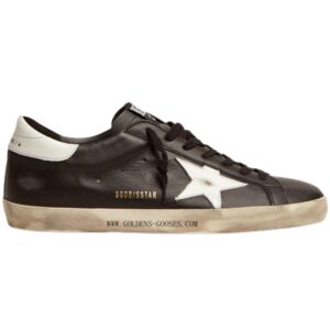 golden goose super-star leather upper shiny leather star and heel mens distressed sneaker - 41 black