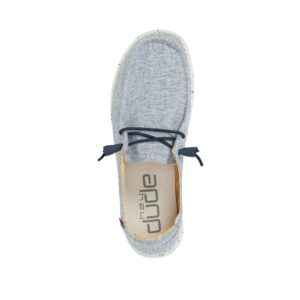 Hey Dude Women's Wendy Chambray White Blue Size 6 | Women’s Shoes | Women’s Lace Up Loafers | Comfortable & Light-Weight