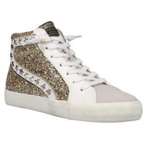 VINTAGE HAVANA Womens Mateel Glitter High Sneakers Shoes Casual - Gold - Size 8.5 B