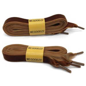 WEGOODZF Flat Wide Velvet Shoelaces: 2 Pairs 1.6CM Single Side Brown Velvet Laces for Women 47 Inch