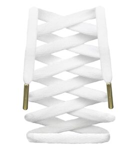 litlaces - premium flat cotton shoe laces replacement for air jordan, nike dunk, air force 1, converse, & casual shoes (white/gold, 63")