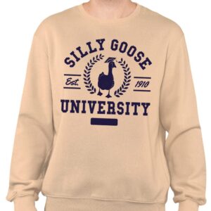 TeesAndTankYou Silly Goose University Sweatshirt Unisex 2X-Large Sand