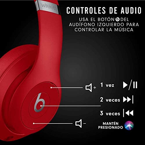 Beats Studio3 Wireless Noise Cancelling Over-Ear Headphones - Apple W1 Headphone Chip, Class 1 Bluetooth, 22 Hours of Listening Time, Built-in Microphone - Red