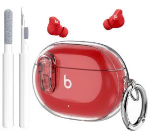 beats studio buds/studio buds plus case cover clear 2021/2023 men lock clip with cleaner kit, gartoo protective case for women girls kids clear