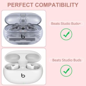 Clear Case for New Beats Studio Buds + (2023) / Beats Studio Buds (2021), Secure Lock Beats Studio Buds Plus Case Cover, Shockproof Wireless Earbuds Protective Cover with Keychain, Clear Pink