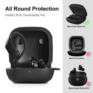 AIRSPO Compatible with Powerbeats Pro Wireless Earbuds Case TPU Military Shell Full Body Protective Cover Skin for Powerbeats Pro (Black)